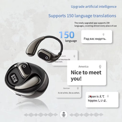 ABS Wireless AI Translation OWS Bluetooth Headset On-Ear Digital Display Soft Bow Stereo Bluetooth Headset for Clear Sound