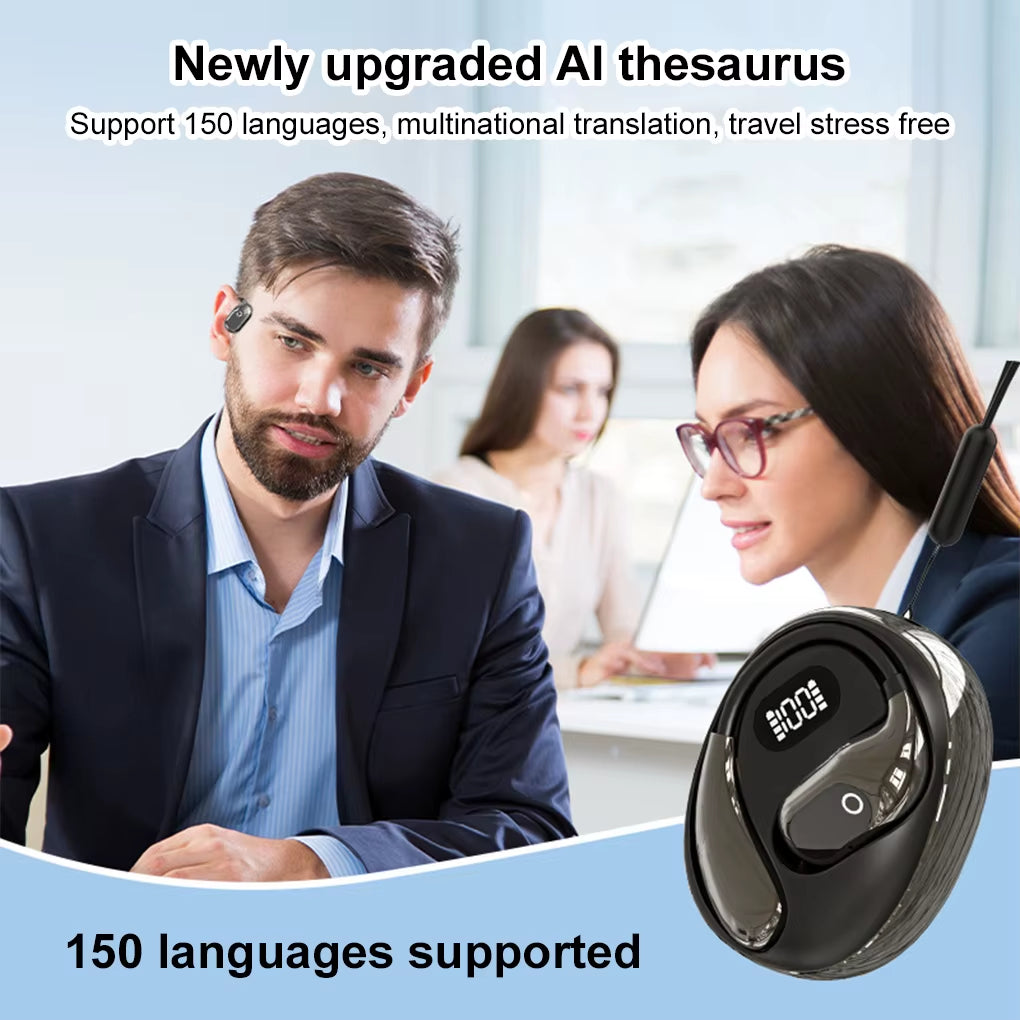 ABS Wireless AI Translation OWS Bluetooth Headset On-Ear Digital Display Soft Bow Stereo Bluetooth Headset for Clear Sound