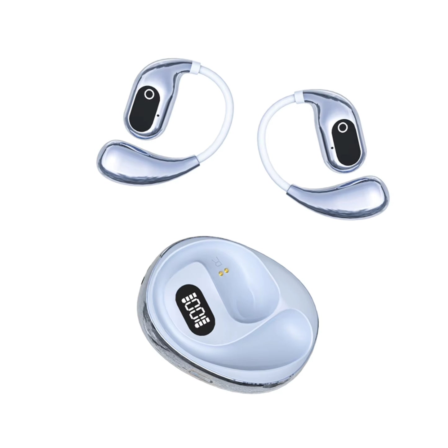 ABS Wireless AI Translation OWS Bluetooth Headset On-Ear Digital Display Soft Bow Stereo Bluetooth Headset for Clear Sound
