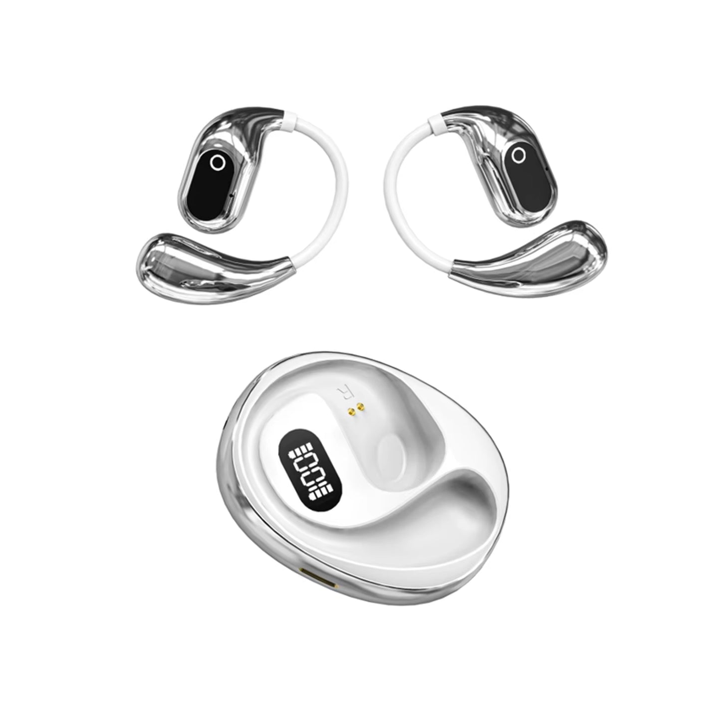 ABS Wireless AI Translation OWS Bluetooth Headset On-Ear Digital Display Soft Bow Stereo Bluetooth Headset for Clear Sound